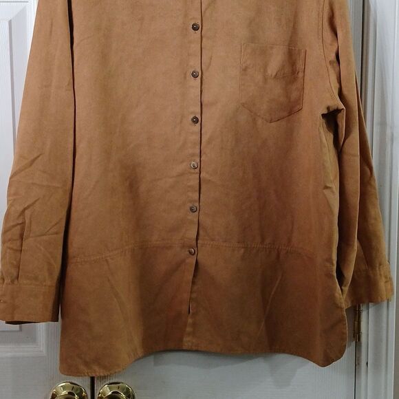 St Michael Marks & Spencer vintage soft button down camel casual shirt Sz 18 - Picture 2 of 7